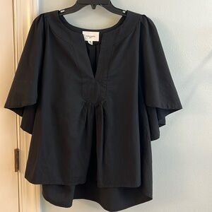Tuckernuck Pomander Place Black Finley Flutter Sleeve Top, Size XL